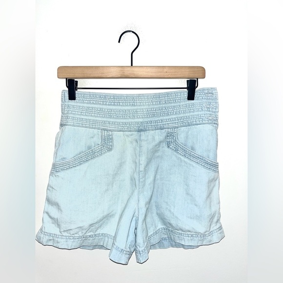 ANTHROPOLOGIE Blue High-Waisted Chambray Shorts Size 4 - Picture 1 of 10